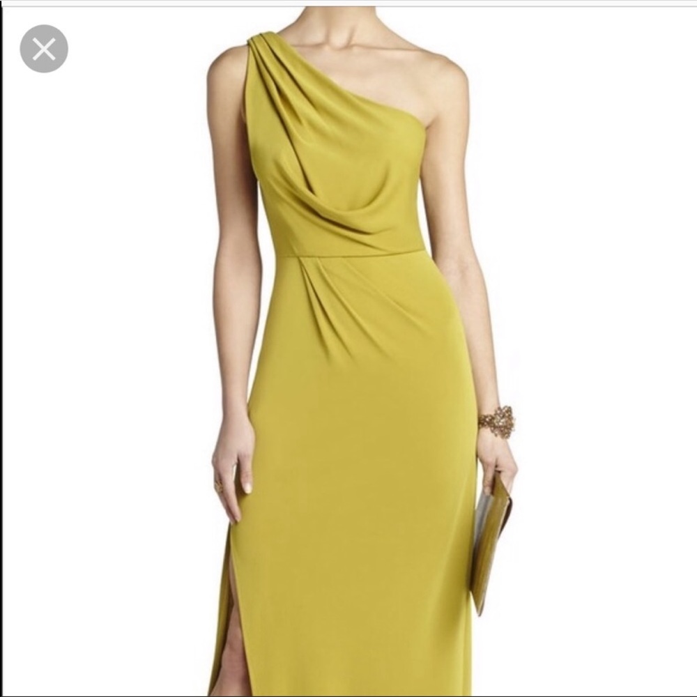 Bcbg one shoulder gown